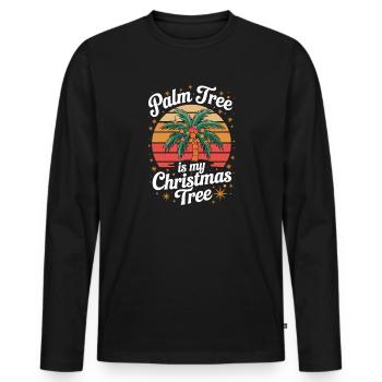  Palm Tree Ist Mein Weihnachtsbaum Tropisches - Männer Premium Bio Langarmshirt - Schwarz - Vorne - Nico (187cm)