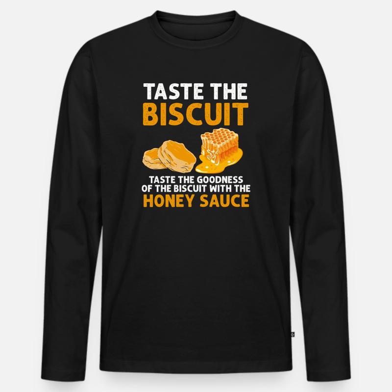 Probieren Sie den Biscuit: Honigsoße - Männer Premium Bio Langarmshirt - Schwarz