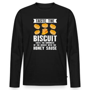 Illustration de la sauce biscuit au miel - T-shirt manches longues Premium bio Homme - noir - Devant - Nico (187cm)