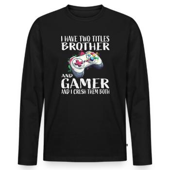 Brother Gamer - Men's Premium Organic Long Sleeve Shirt - black - Front - Nico (187cm)