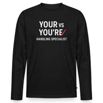 Grammar Oxford Comma Language Rules - Men's Premium Organic Long Sleeve Shirt - black - Front - Nico (187cm)