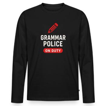 Grammar Oxford Comma Language Rules - Men's Premium Organic Long Sleeve Shirt - black - Front - Nico (187cm)