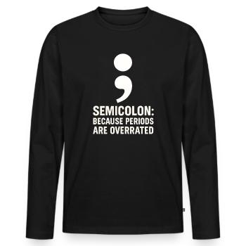 Grammar Oxford Comma Language Rules - Men's Premium Organic Long Sleeve Shirt - black - Front - Nico (187cm)