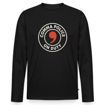 Grammar Oxford Comma Language Rules - Men's Premium Organic Long Sleeve Shirt - black - Front - Nico (187cm)