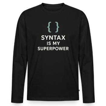 Grammar Oxford Comma Language Rules - Men's Premium Organic Long Sleeve Shirt - black - Front - Nico (187cm)