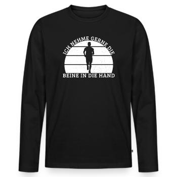 Marathonläufer Nehme Gerne Hände in die Hand - Männer Premium Bio Langarmshirt - Schwarz - Vorne - Nico (187cm)