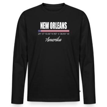 New Orleans - Men's Premium Organic Long Sleeve Shirt - black - Front - Nico (187cm)