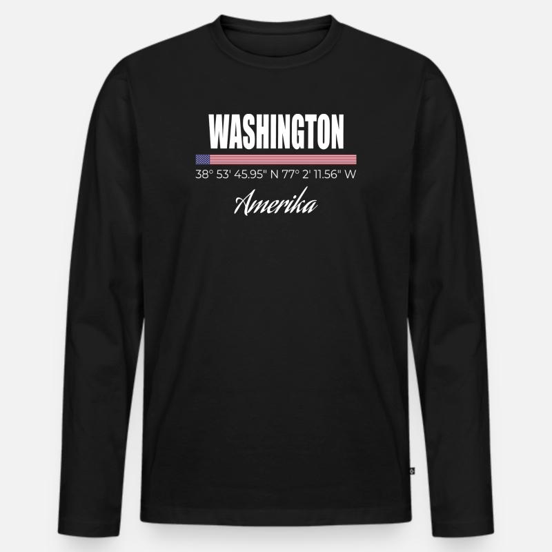 Washington - Männer Premium Bio Langarmshirt - Schwarz
