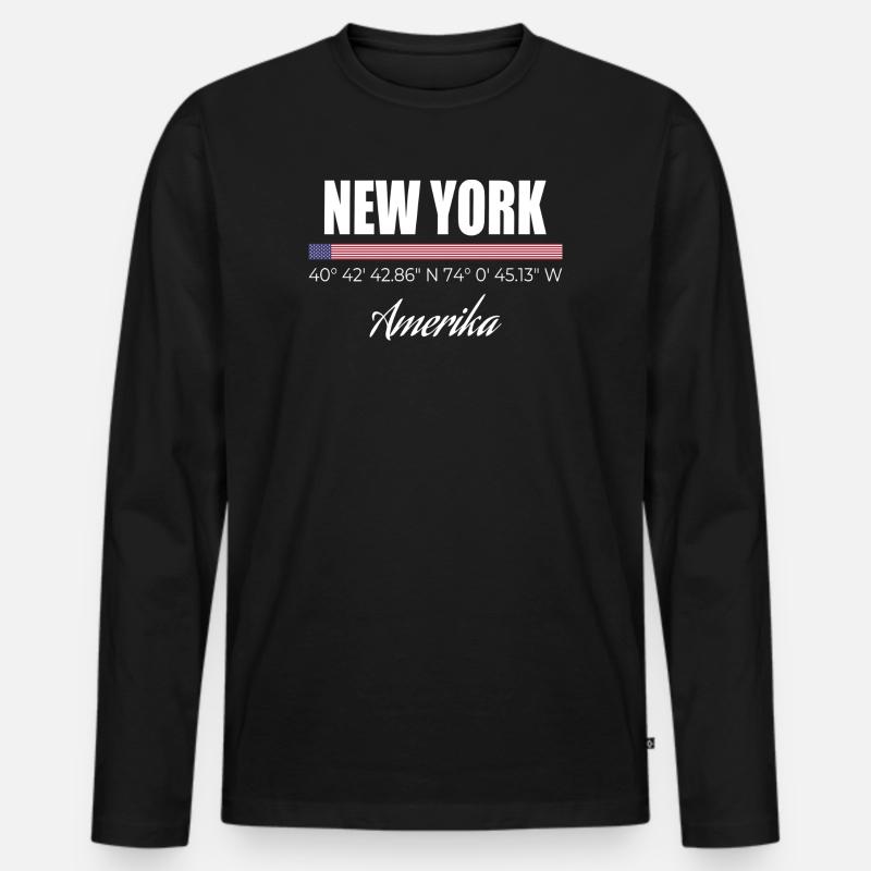 New York - Männer Premium Bio Langarmshirt - Schwarz