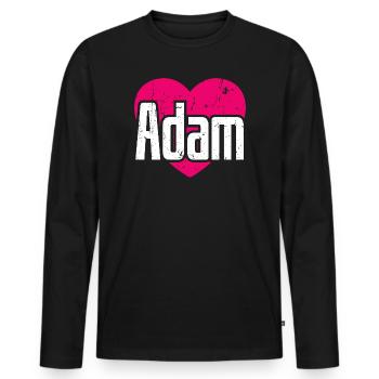I Love Adam Pink Heart I Love Adam - Men's Premium Organic Long Sleeve Shirt - black - Front - Nico (187cm)