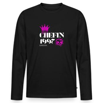 Chefin Edition 1997 Powerfrau 28 Jahre - Männer Premium Bio Langarmshirt - Schwarz - Vorne - Nico (187cm)