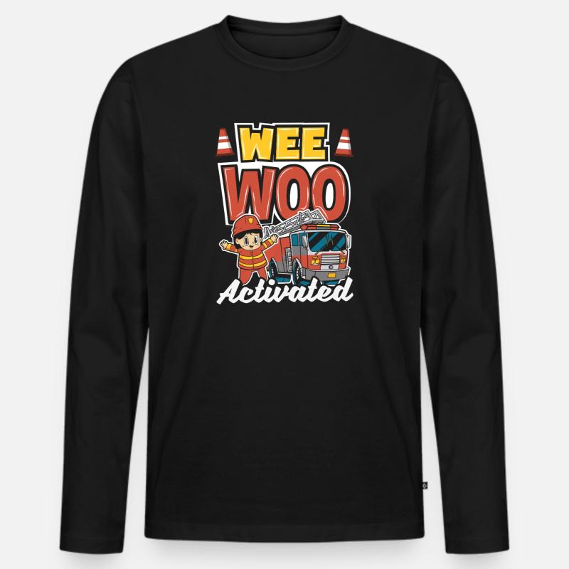 Wee Woo Squad Fire Tiny Feuerwehrmann - Männer Premium Bio Langarmshirt - Schwarz