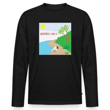 Villa d’été - T-shirt manches longues Premium bio Homme - noir - Devant - Nico (187cm)