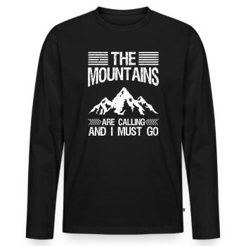 The Mountains Are Calling And I Must Go Hiking - Männer Premium Bio Langarmshirt - Schwarz - Vorne - Nico (187cm)