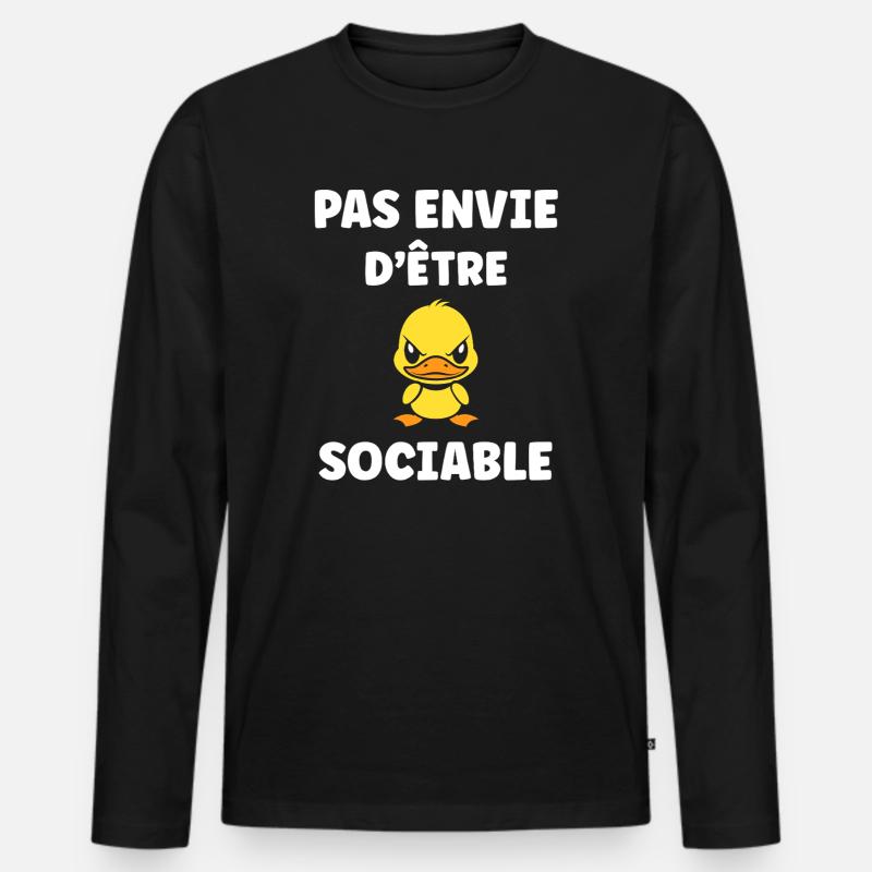 Ich will nicht gesellig sein - Männer Premium Bio Langarmshirt - Schwarz