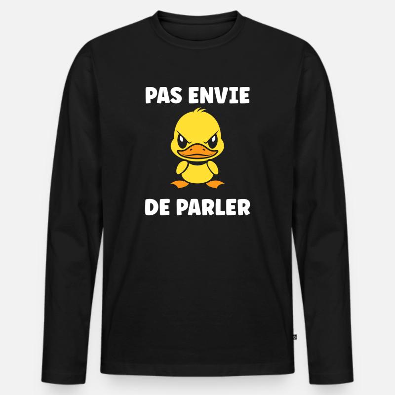 Grumpy Duck – Nicht bereit zu reden - Männer Premium Bio Langarmshirt - Schwarz