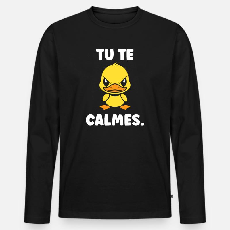 Yellow Duck: Beruhige dich - Männer Premium Bio Langarmshirt - Schwarz