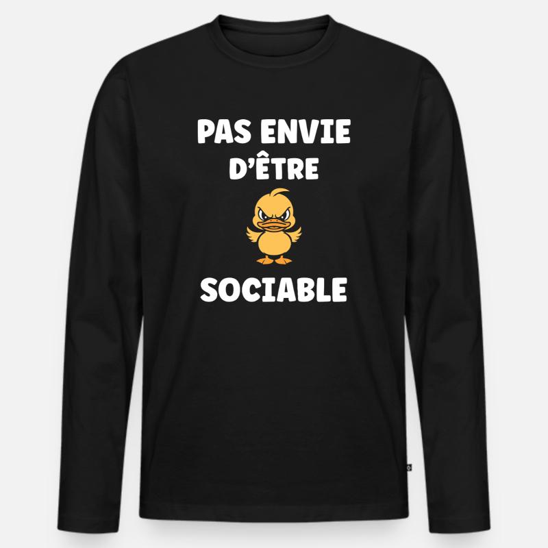Ich will nicht gesellig sein - Männer Premium Bio Langarmshirt - Schwarz