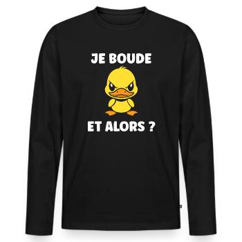 Je Bouge Canard Décraté - Men's Premium Organic Long Sleeve Shirt - black - Front - Nico (187cm)