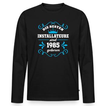 Anniversaire du plombier Né en 1985 Collègue né - T-shirt manches longues Premium bio Homme - noir - Devant - Nico (187cm)
