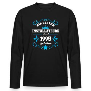 Anniversaire du plombier Né en 1995 Collègues nés - T-shirt manches longues Premium bio Homme - noir - Devant - Nico (187cm)