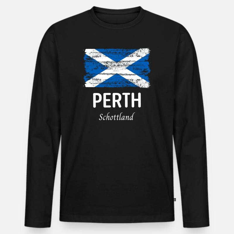 Perth - Männer Premium Bio Langarmshirt - Schwarz