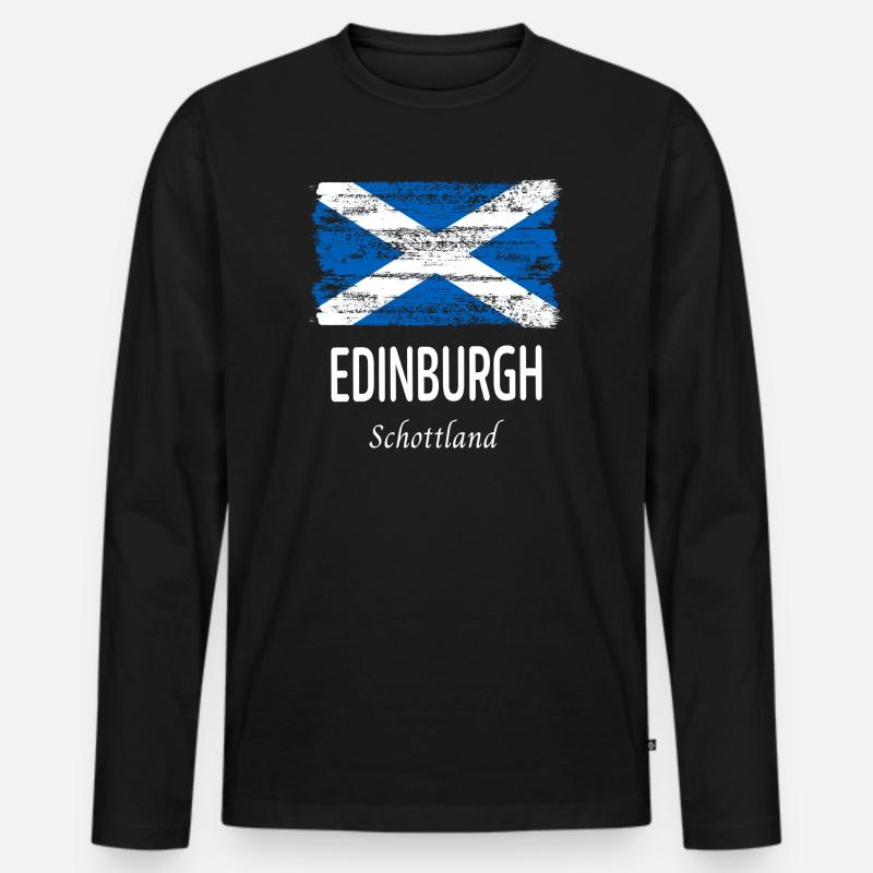 Edinburgh - Männer Premium Bio Langarmshirt - Schwarz