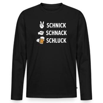 Schnich Schnack Schluck - Funny Drinking Meme - Men's Premium Organic Long Sleeve Shirt - black - Front - Nico (187cm)