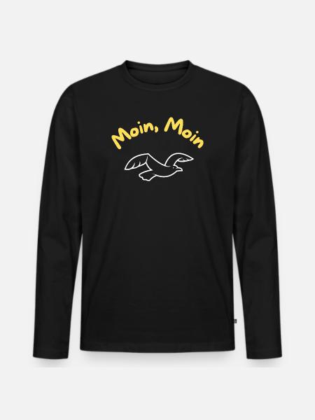 Meins Meins Möwe Küstenfigur - Männer Premium Bio Langarmshirt - Schwarz