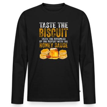 Taste the Biscuit with Honey Sauce - Men's Premium Organic Long Sleeve Shirt - black - Front - Nico (187cm)