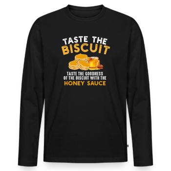 Taste the Biscuit Honey Sauce - Men's Premium Organic Long Sleeve Shirt - black - Front - Nico (187cm)