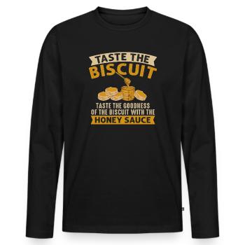 Taste The Biscuit Honey Sauce - Men's Premium Organic Long Sleeve Shirt - black - Front - Nico (187cm)