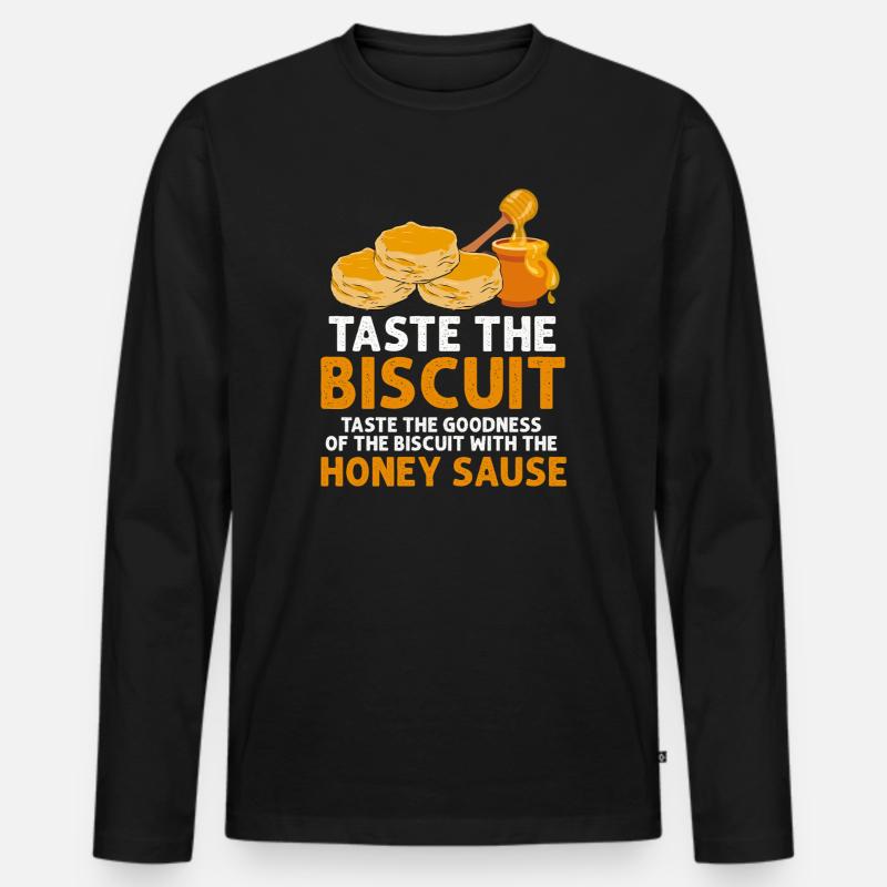 Biscuit Honey Sizzle Tee - Männer Premium Bio Langarmshirt - Schwarz