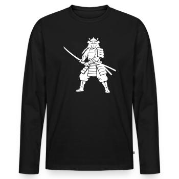 Samurai Warrior Vintage Grunge Vector - Men's Premium Organic Long Sleeve Shirt - black - Front - Nico (187cm)