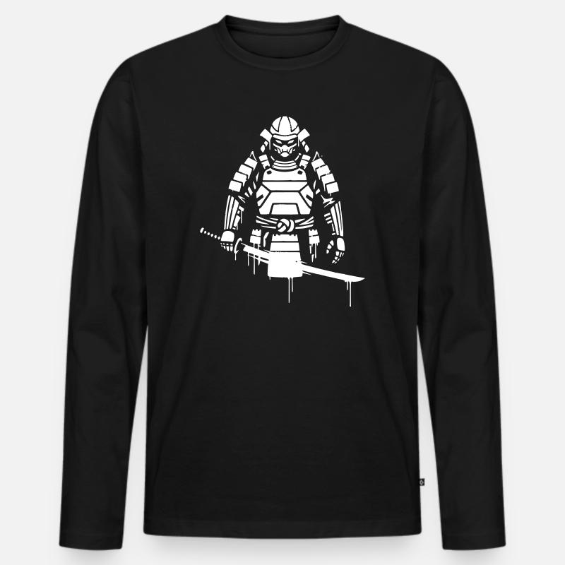 Shogun Samurai Armor Graffiti Vector T-shirt manches longues Premium bio Homme