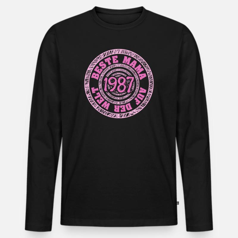 1987 - Männer Premium Bio Langarmshirt - Schwarz