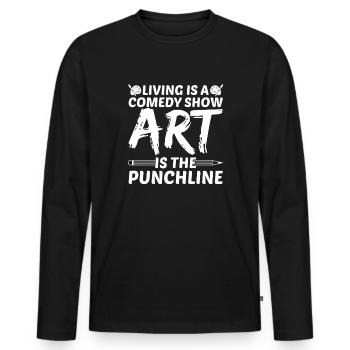 L’art drôle de peintre est le dessin de chute - T-shirt manches longues Premium bio Homme - noir - Devant - Nico (187cm)