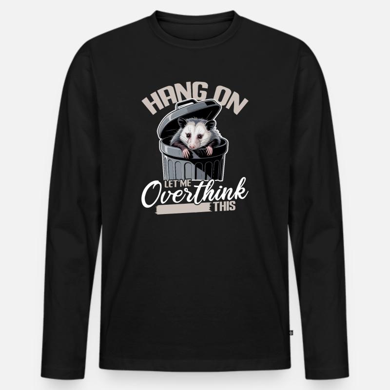 Funny Opossum - Männer Premium Bio Langarmshirt - Schwarz