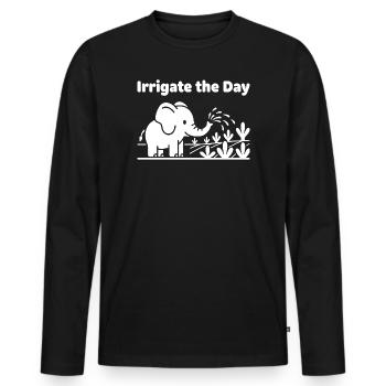 Irrigate the Day: Elephant Watering - Men's Premium Organic Long Sleeve Shirt - black - Front - Nico (187cm)