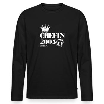 Chefin Edition 2003 22 Geburtstag Spruch - Männer Premium Bio Langarmshirt - Schwarz - Vorne - Nico (187cm)