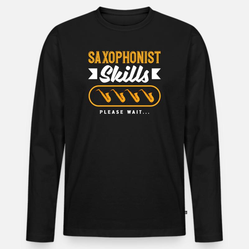 Saxophonist Skills Loading Lustiges Saxophon - Männer Premium Bio Langarmshirt - Schwarz
