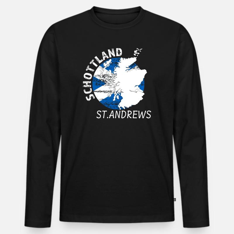 St. Andrews - Männer Premium Bio Langarmshirt - Schwarz