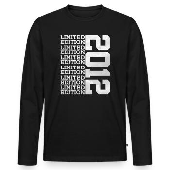 LIMITED EDITION 2012 14 JAHRE 14. GEBURTSTAG - Männer Premium Bio Langarmshirt - Schwarz - Vorne - Nico (187cm)
