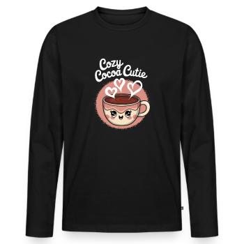 Cozy Cocoa Cutie - Men's Premium Organic Long Sleeve Shirt - black - Front - Nico (187cm)