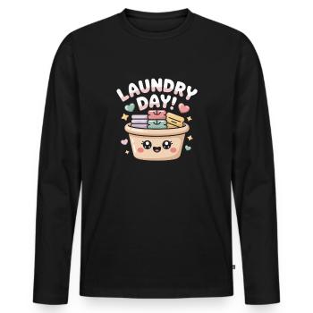 Ménage Kawaii - Panier à linge - T-shirt manches longues Premium bio Homme - noir - Devant - Nico (187cm)