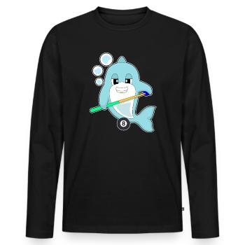 Delfin Billiard Queue Sport - Männer Premium Bio Langarmshirt - Schwarz - Vorne - Nico (187cm)