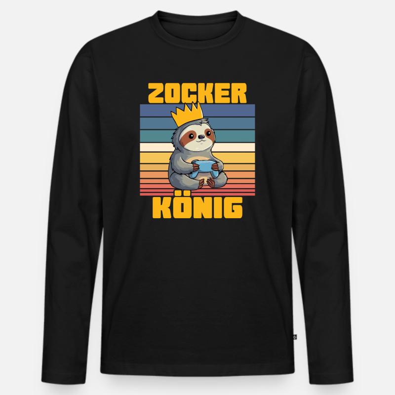 Zocker König - Männer Premium Bio Langarmshirt - Schwarz