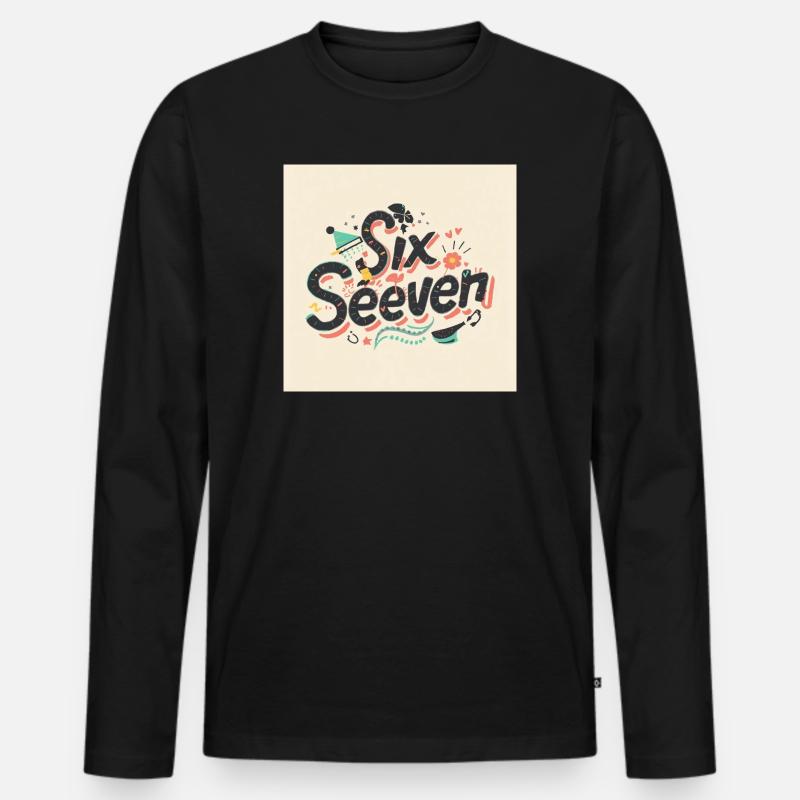 Sechs Siebzehn Retro-Doodle-Buchstaben - Männer Premium Bio Langarmshirt - Schwarz