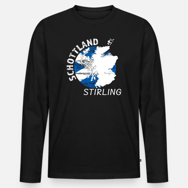 Stirling - Männer Premium Bio Langarmshirt - Schwarz