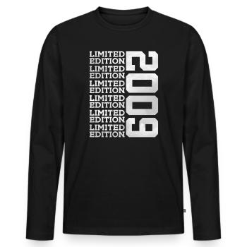 ÉDITION LIMITÉE 2009 17 ANS 17E ANNIVERSAIRE - T-shirt manches longues Premium bio Homme - noir - Devant - Nico (187cm)